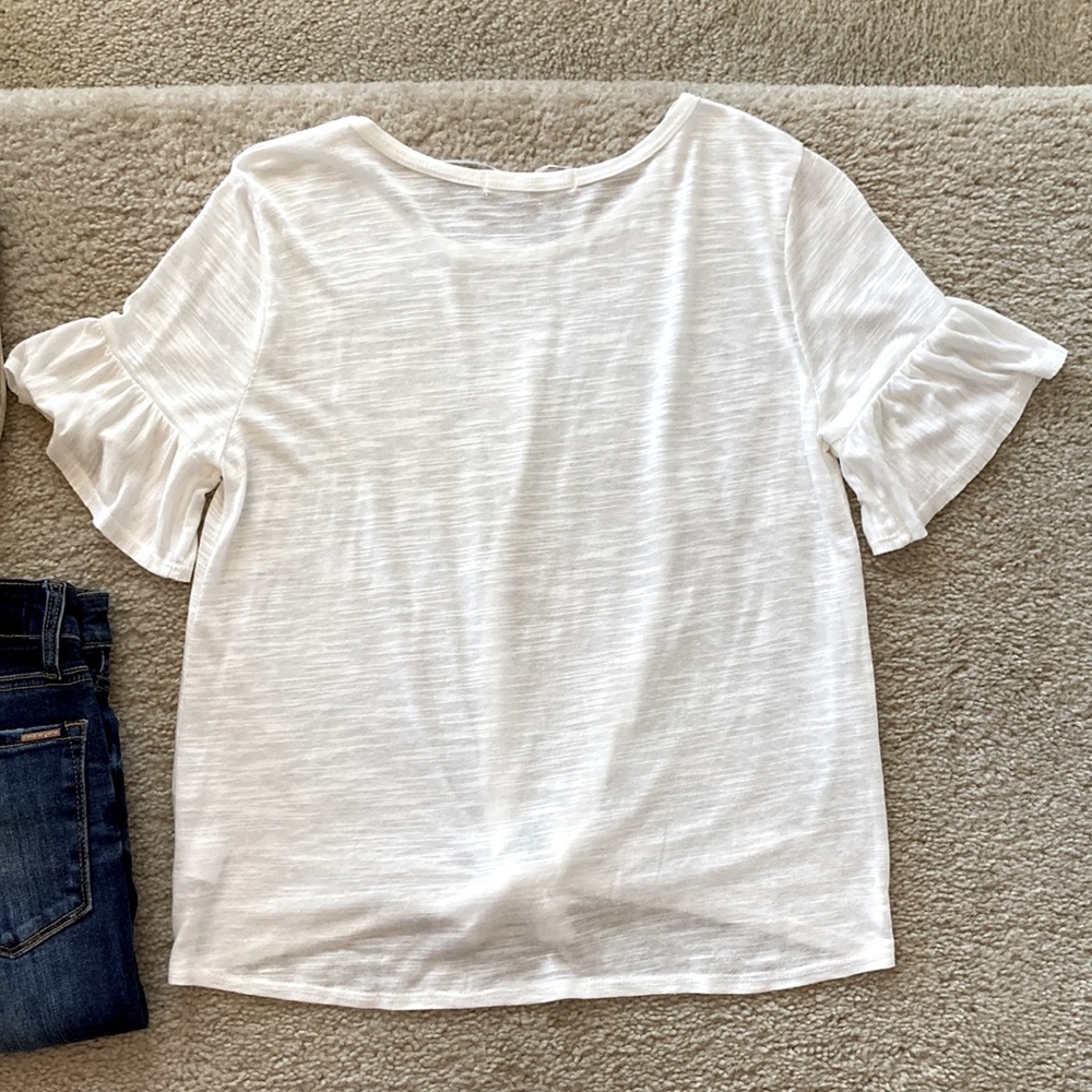 White Tie Front Short Sleeve Tee - Picture 7 of 7